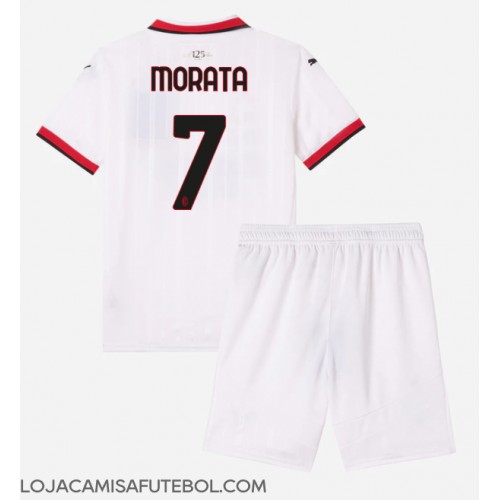 Camisa de Futebol AC Milan Alvaro Morata #7 Equipamento Secundário Infantil 2024-25 Manga Curta (+ Calças curtas)